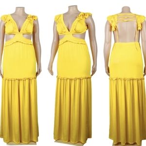 Yellow cut out maxi dress